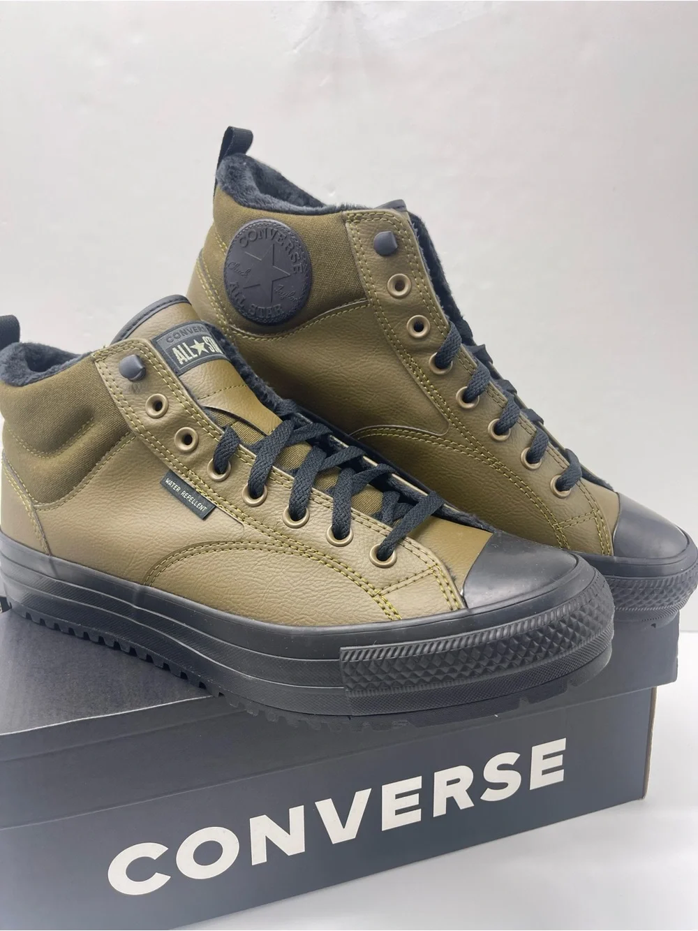 Converse Olive Green and Black High-Top Sneakers